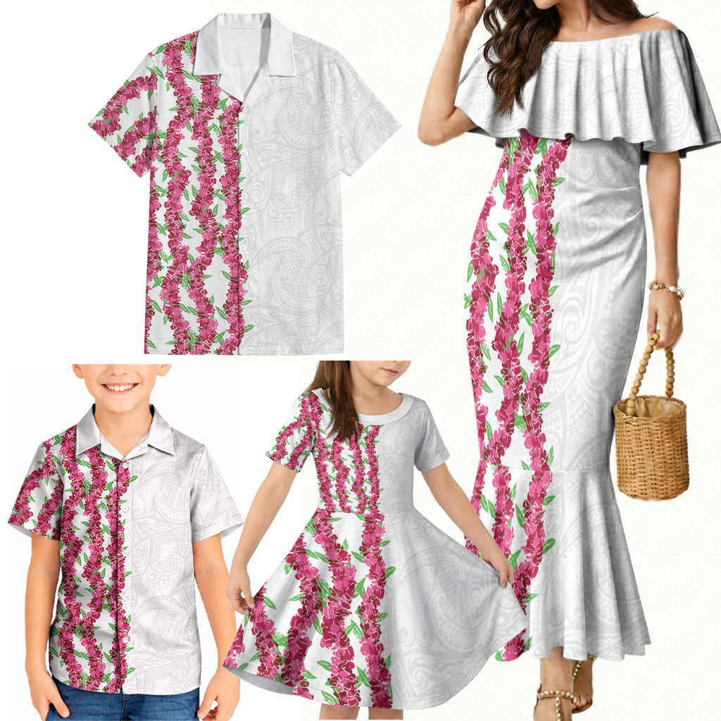 Hawaii Aalii Lei Family Matching Mermaid Dress and Hawaiian Shirt Aalii Ku Makani