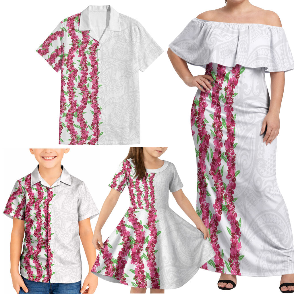 Hawaii Aalii Lei Family Matching Off Shoulder Maxi Dress and Hawaiian Shirt Aalii Ku Makani