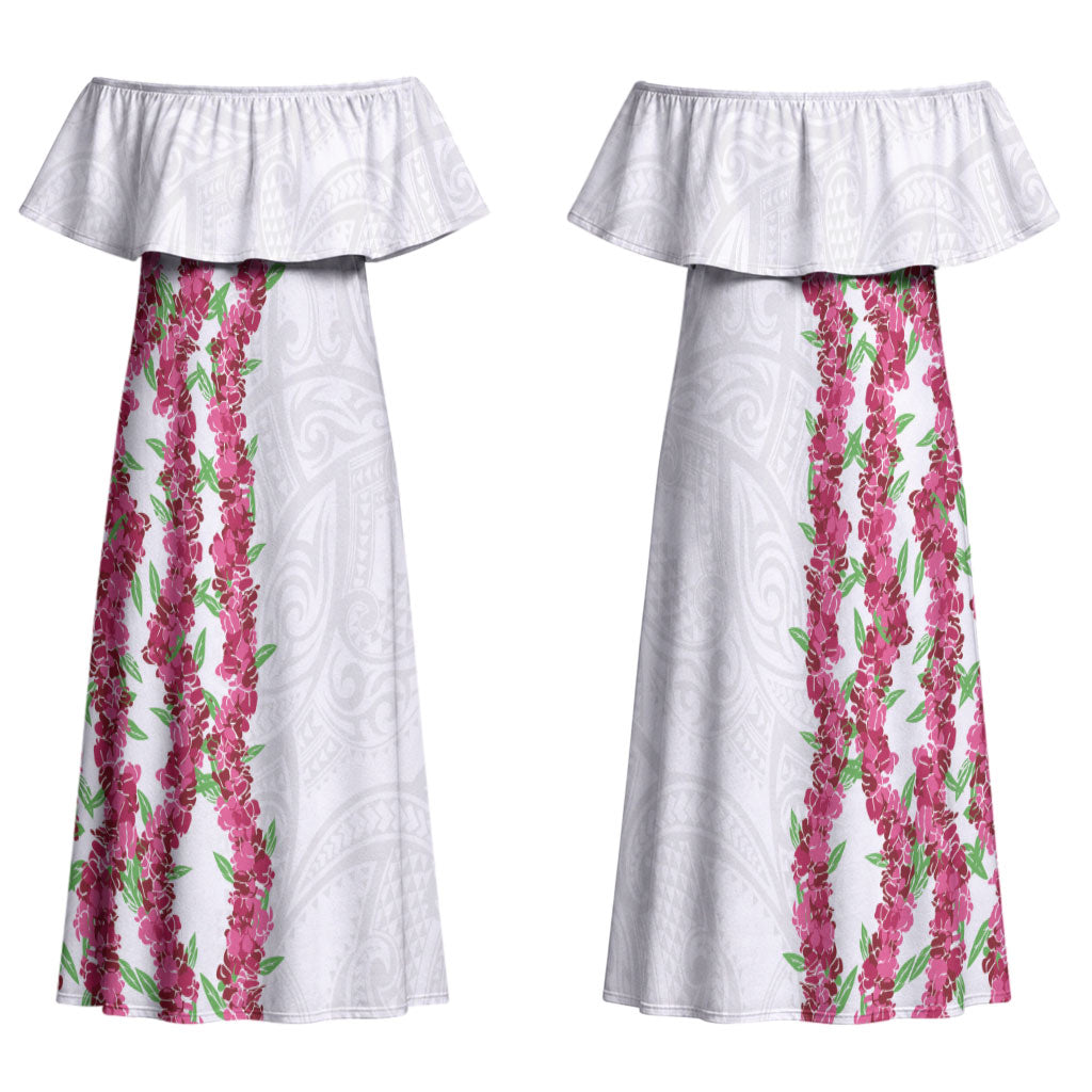 Hawaii Aalii Lei Family Matching Off Shoulder Maxi Dress and Hawaiian Shirt Aalii Ku Makani