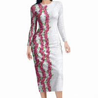 Hawaii Aalii Lei Long Sleeve Bodycon Dress Aalii Ku Makani