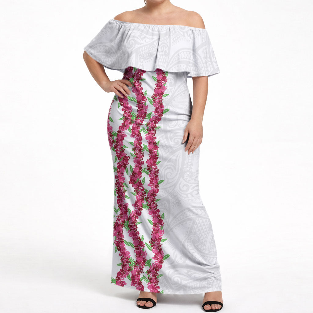 Hawaii Aalii Lei Off Shoulder Maxi Dress Aalii Ku Makani