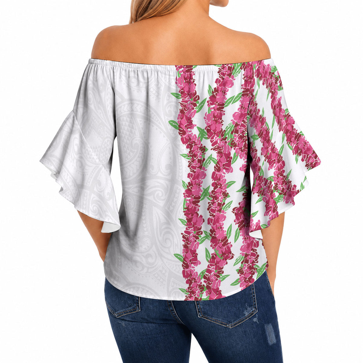 Hawaii Aalii Lei Off Shoulder Wrap Waist Top Aalii Ku Makani