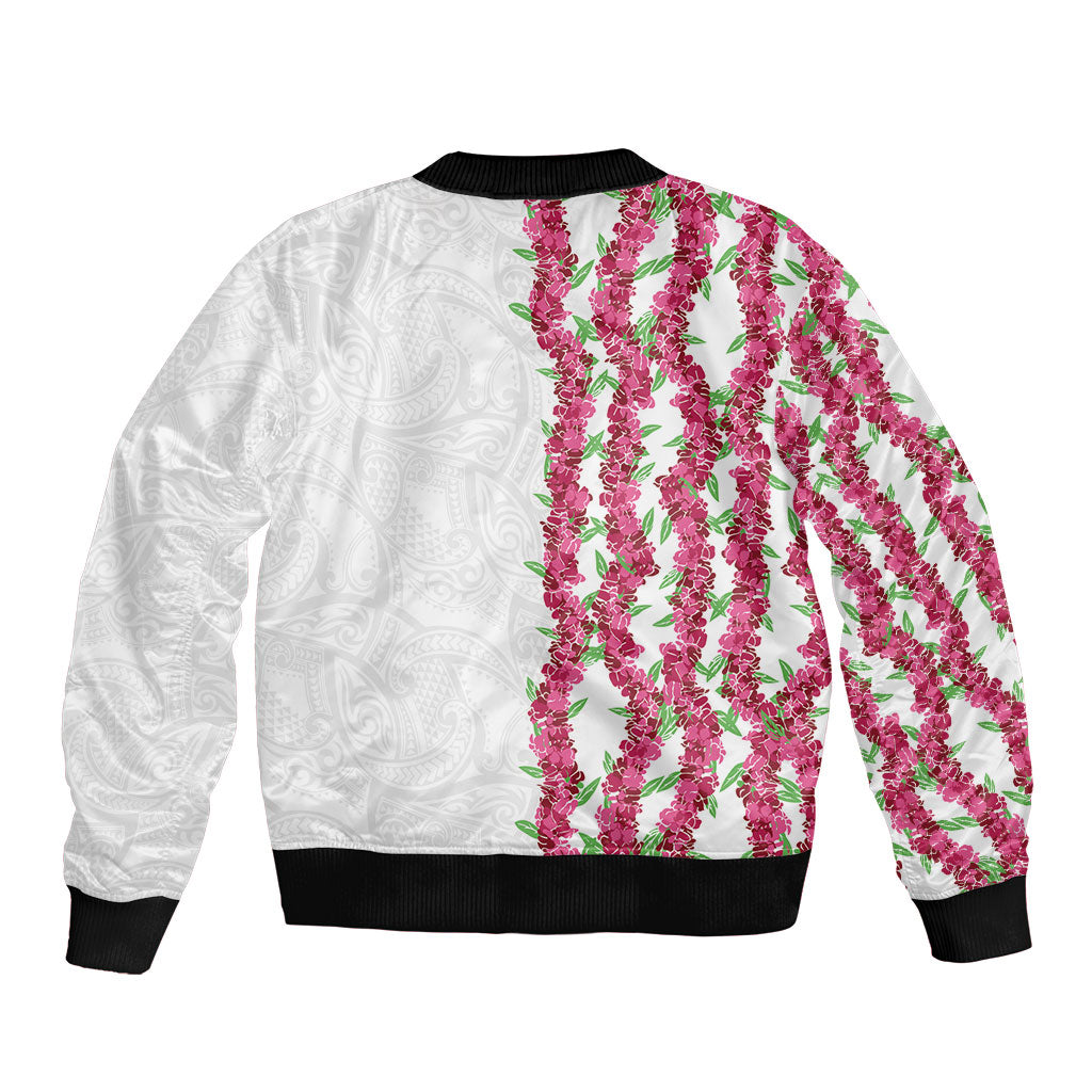 Hawaii Aalii Lei Sleeve Zip Bomber Jacket Aalii Ku Makani