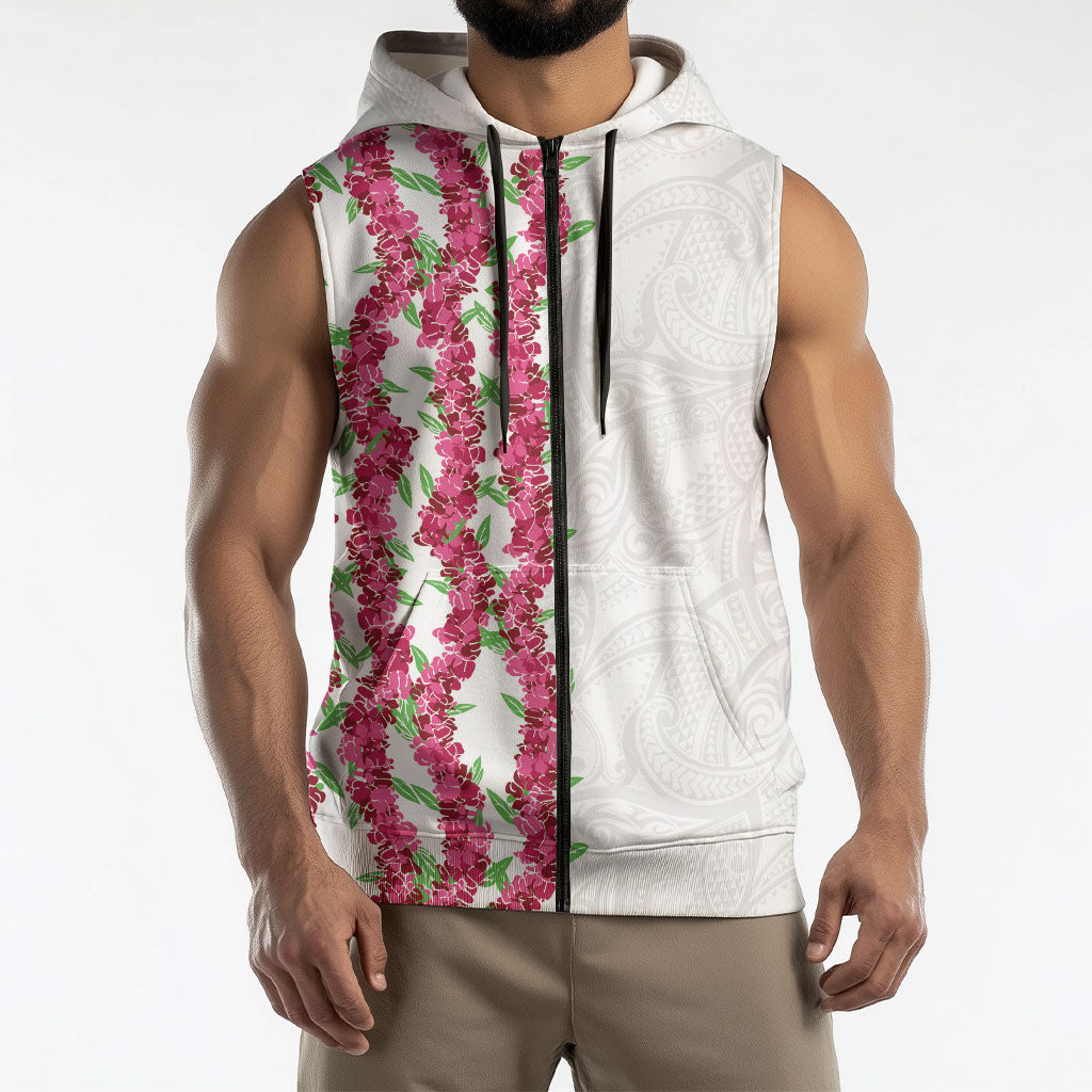 Hawaii Aalii Lei Sleeveless Zip Hoodie Aalii Ku Makani
