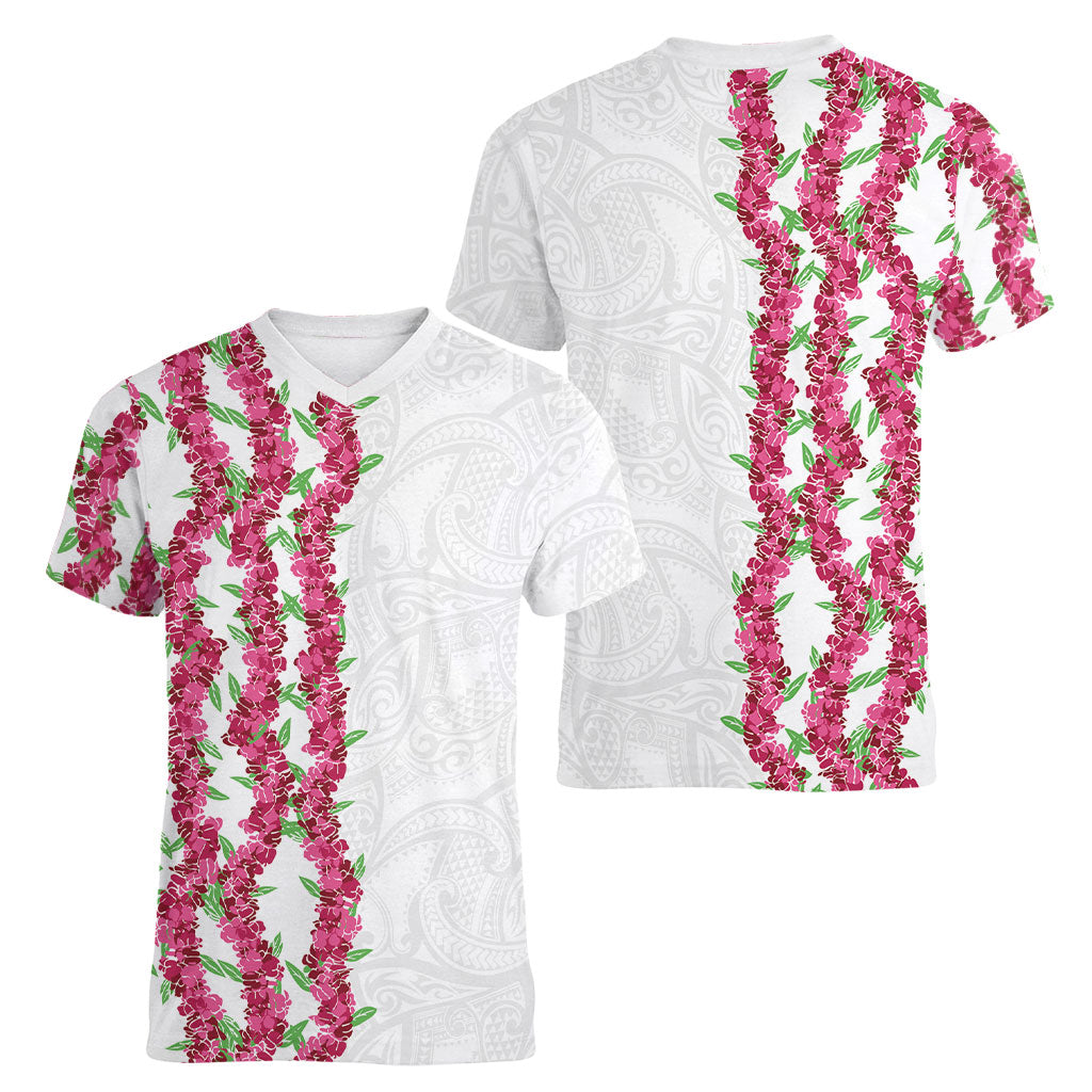 Hawaii Aalii Lei Women V-Neck T-Shirt Aalii Ku Makani