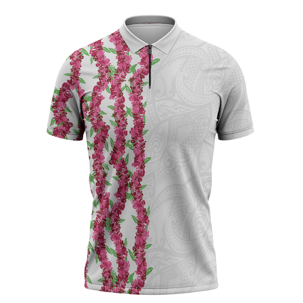 Hawaii Aalii Lei Zipper Polo Shirt Aalii Ku Makani