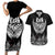 Custom New Zealand Rugby Couples Matching Short Sleeve Bodycon Dress and Hawaiian Shirt NZ Opango Forever Silver Fern Heart LT01 Black - Polynesian Pride