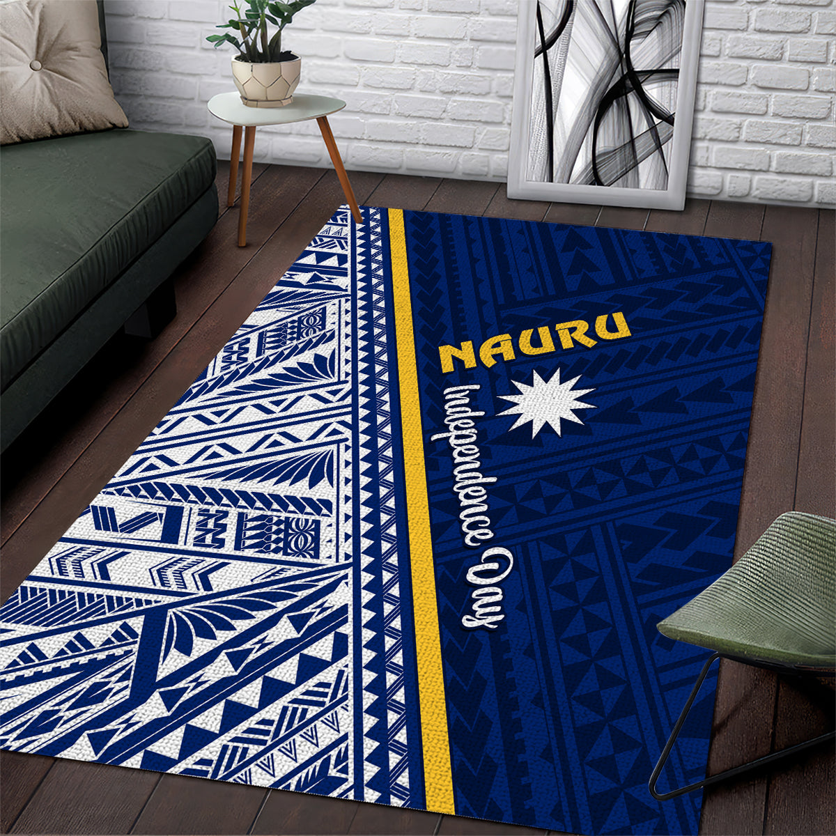 Nauru Independence Day Area Rug Repubrikin Naoero Gods Will First LT01 Blue - Polynesian Pride