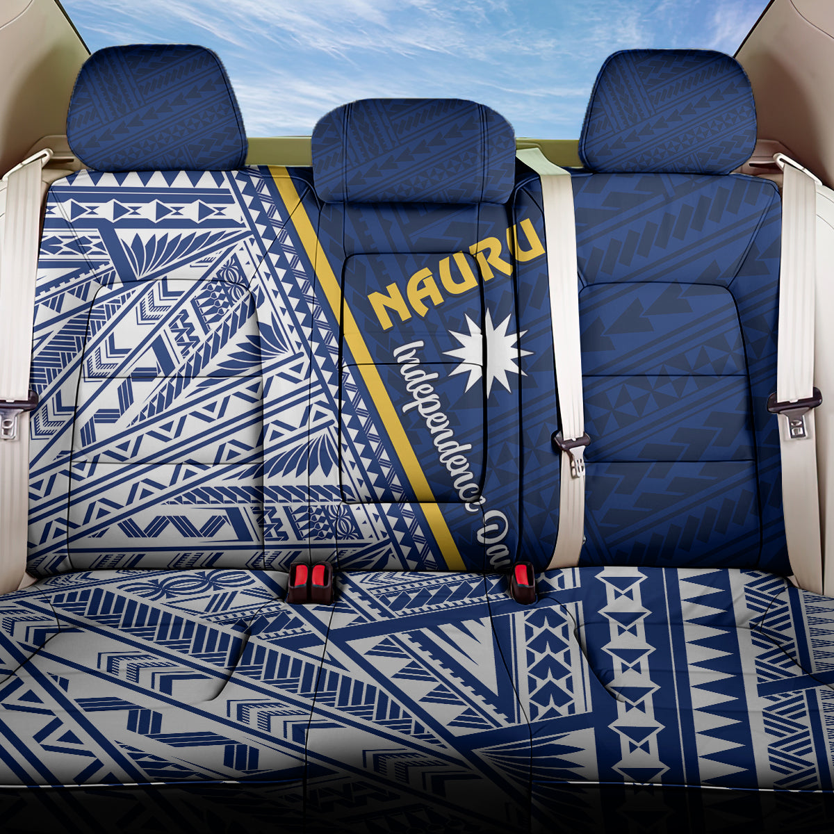 Nauru Independence Day Back Car Seat Cover Repubrikin Naoero Gods Will First LT01 One Size Blue - Polynesian Pride