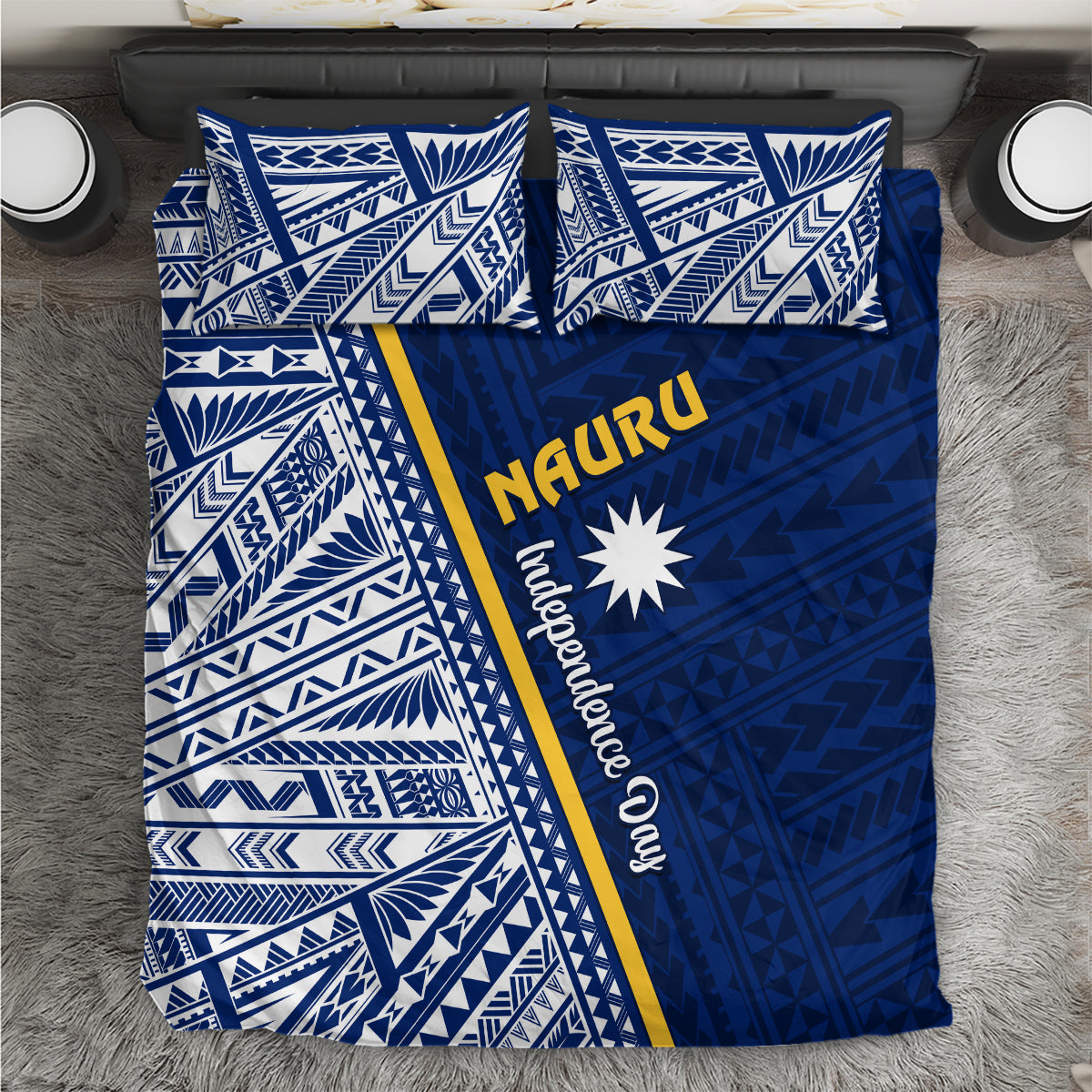 Nauru Independence Day Bedding Set Repubrikin Naoero Gods Will First LT01 Blue - Polynesian Pride