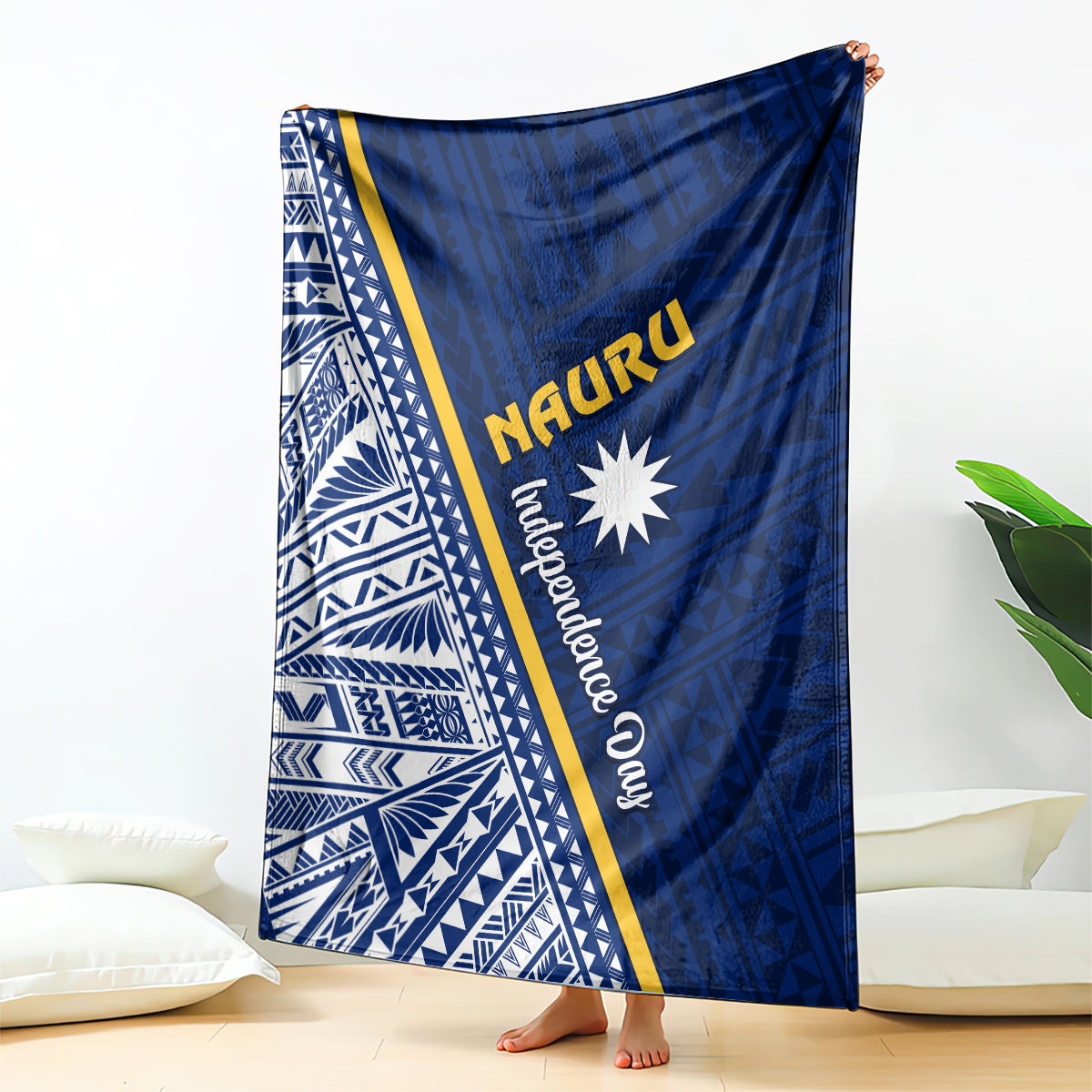 Nauru Independence Day Blanket Repubrikin Naoero Gods Will First LT01 Blue - Polynesian Pride