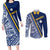 Nauru Independence Day Couples Matching Long Sleeve Bodycon Dress and Long Sleeve Button Shirt Repubrikin Naoero Gods Will First LT01 Blue - Polynesian Pride