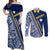 Nauru Independence Day Couples Matching Off Shoulder Maxi Dress and Long Sleeve Button Shirt Repubrikin Naoero Gods Will First LT01 Blue - Polynesian Pride