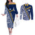 Nauru Independence Day Couples Matching Off The Shoulder Long Sleeve Dress and Long Sleeve Button Shirt Repubrikin Naoero Gods Will First LT01 Blue - Polynesian Pride