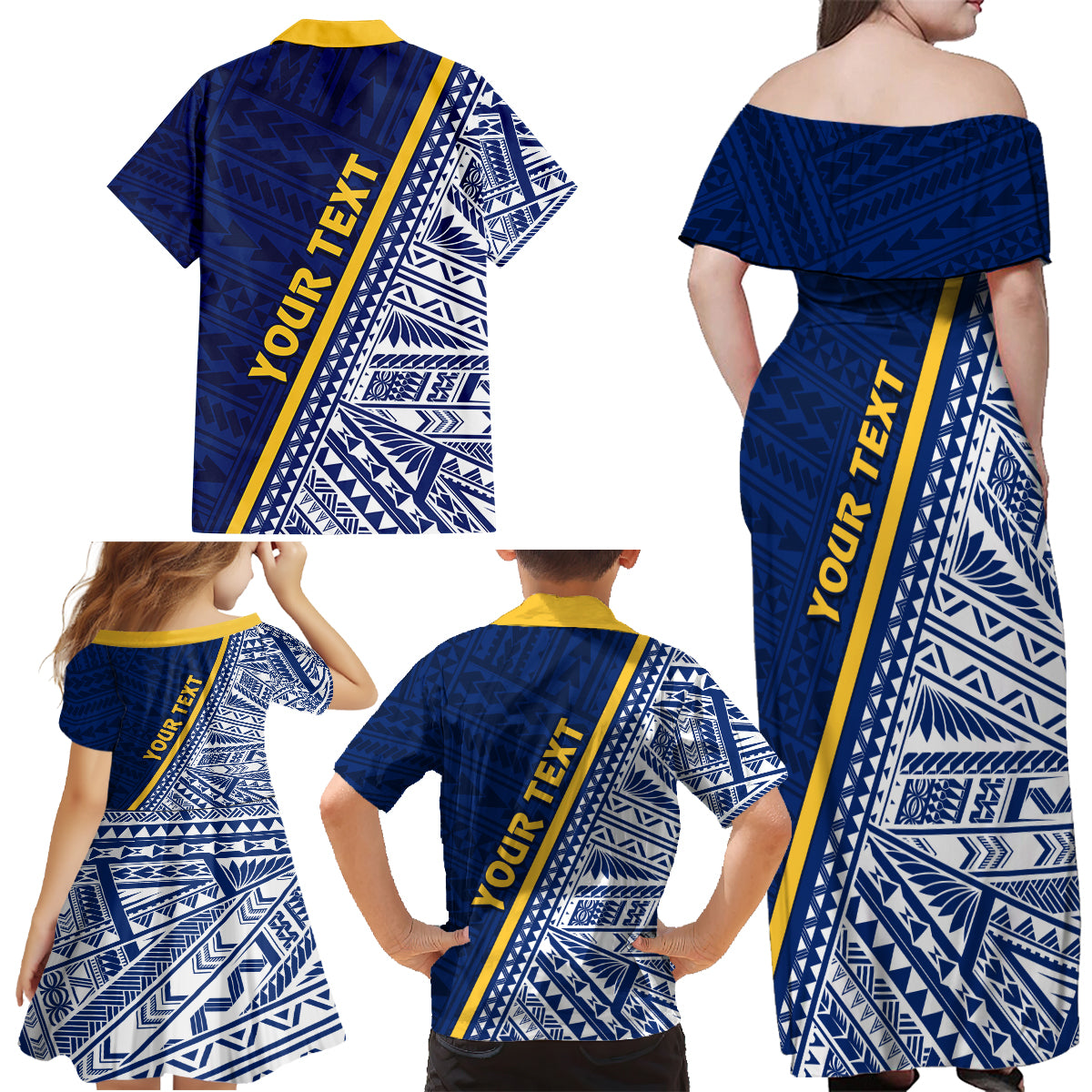 Nauru Independence Day Family Matching Off Shoulder Maxi Dress and Hawaiian Shirt Repubrikin Naoero Gods Will First LT01 - Polynesian Pride