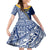 Nauru Independence Day Family Matching Off Shoulder Short Dress and Hawaiian Shirt Repubrikin Naoero Gods Will First LT01 Daughter's Dress Blue - Polynesian Pride