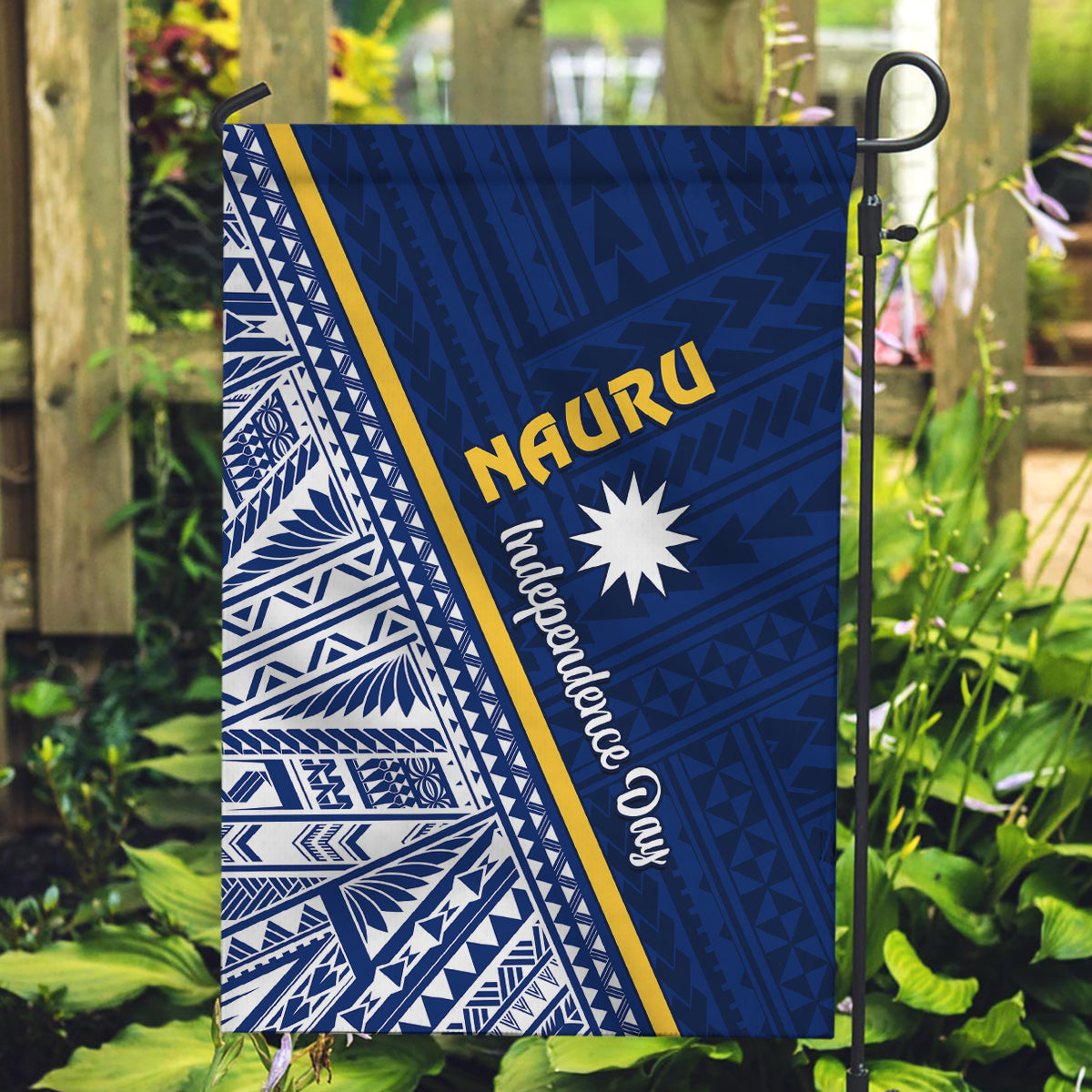 Nauru Independence Day Garden Flag Repubrikin Naoero Gods Will First LT01 Garden Flag Blue - Polynesian Pride