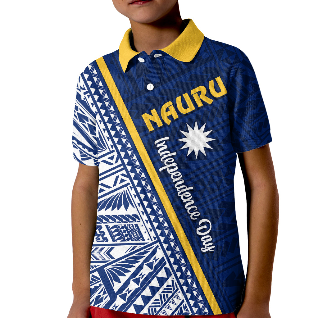 Nauru Independence Day Kid Polo Shirt Repubrikin Naoero Gods Will First LT01 Kid Blue - Polynesian Pride