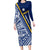 Nauru Independence Day Long Sleeve Bodycon Dress Repubrikin Naoero Gods Will First LT01 Long Dress Blue - Polynesian Pride
