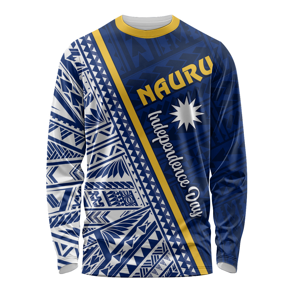 Nauru Independence Day Long Sleeve Shirt Repubrikin Naoero Gods Will First LT01 Unisex Blue - Polynesian Pride