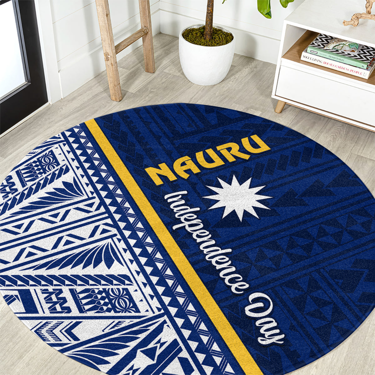 Nauru Independence Day Round Carpet Repubrikin Naoero Gods Will First LT01 Blue - Polynesian Pride