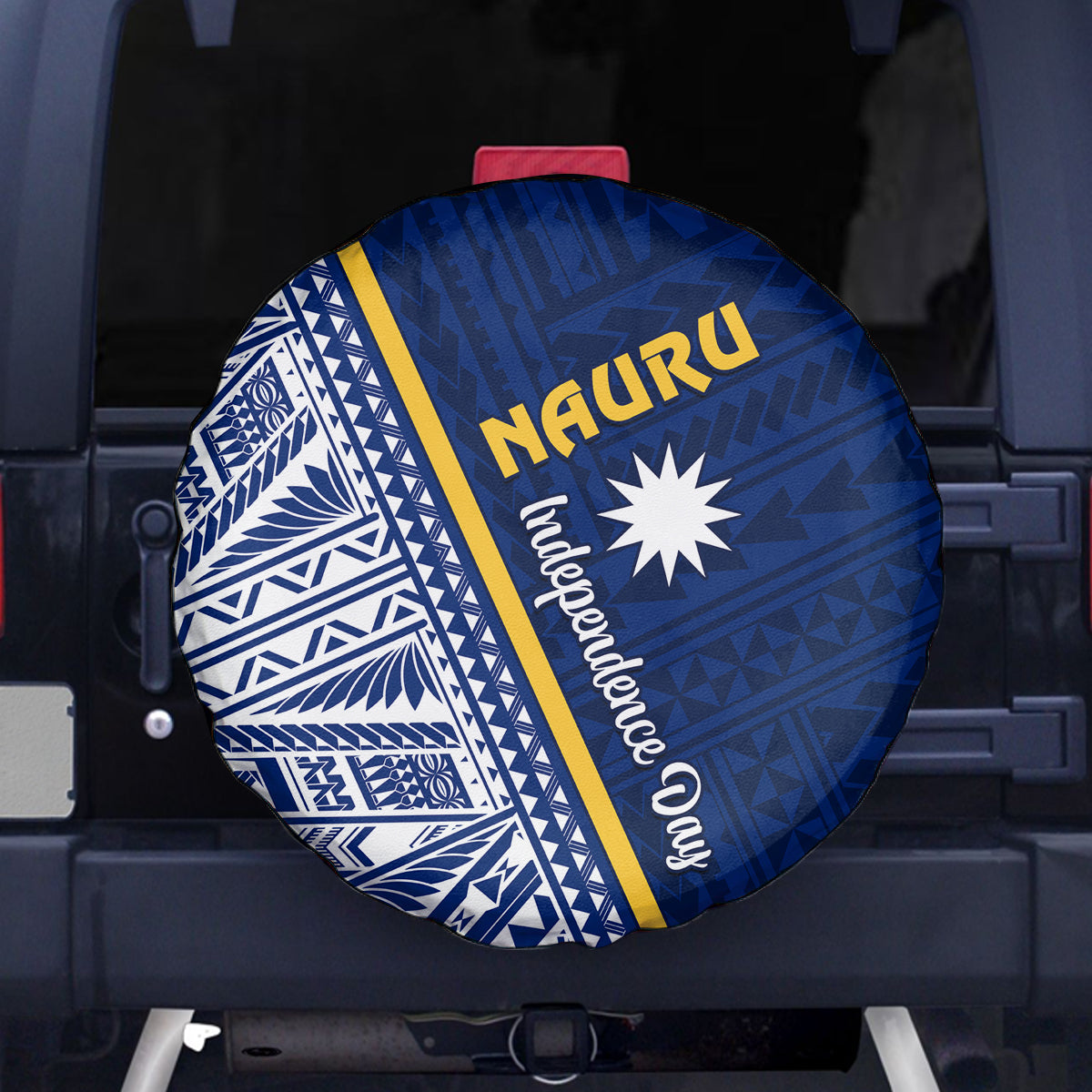 Nauru Independence Day Spare Tire Cover Repubrikin Naoero Gods Will First LT01 Blue - Polynesian Pride