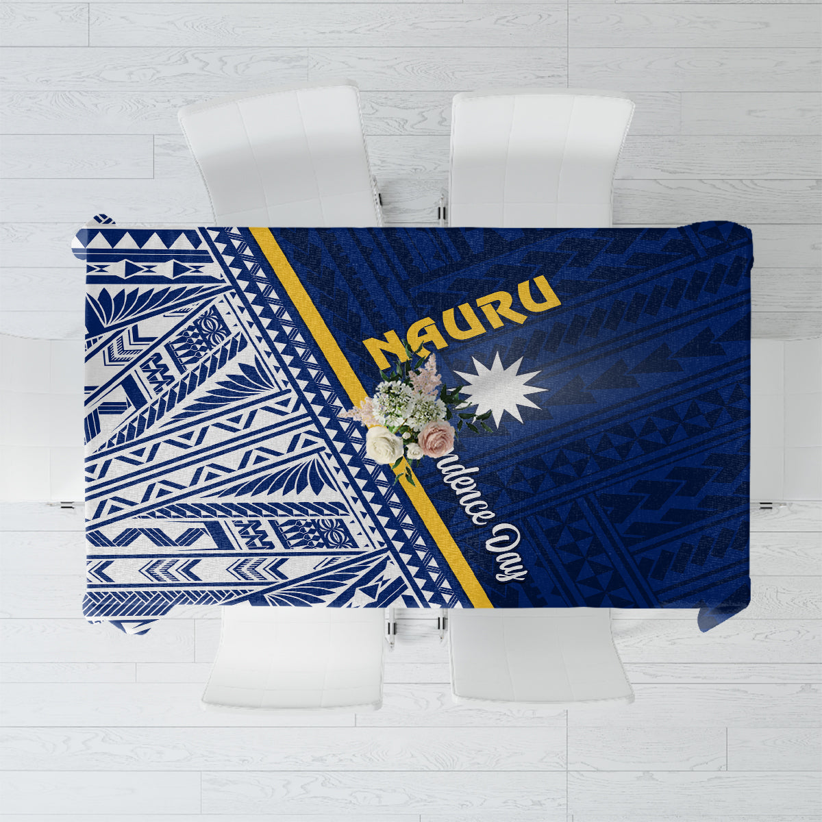 Nauru Independence Day Tablecloth Repubrikin Naoero Gods Will First LT01 Blue - Polynesian Pride
