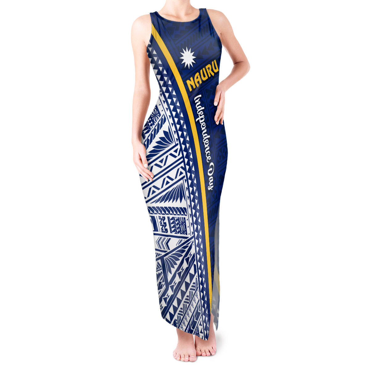 Nauru Independence Day Tank Maxi Dress Repubrikin Naoero Gods Will First LT01 Women Blue - Polynesian Pride