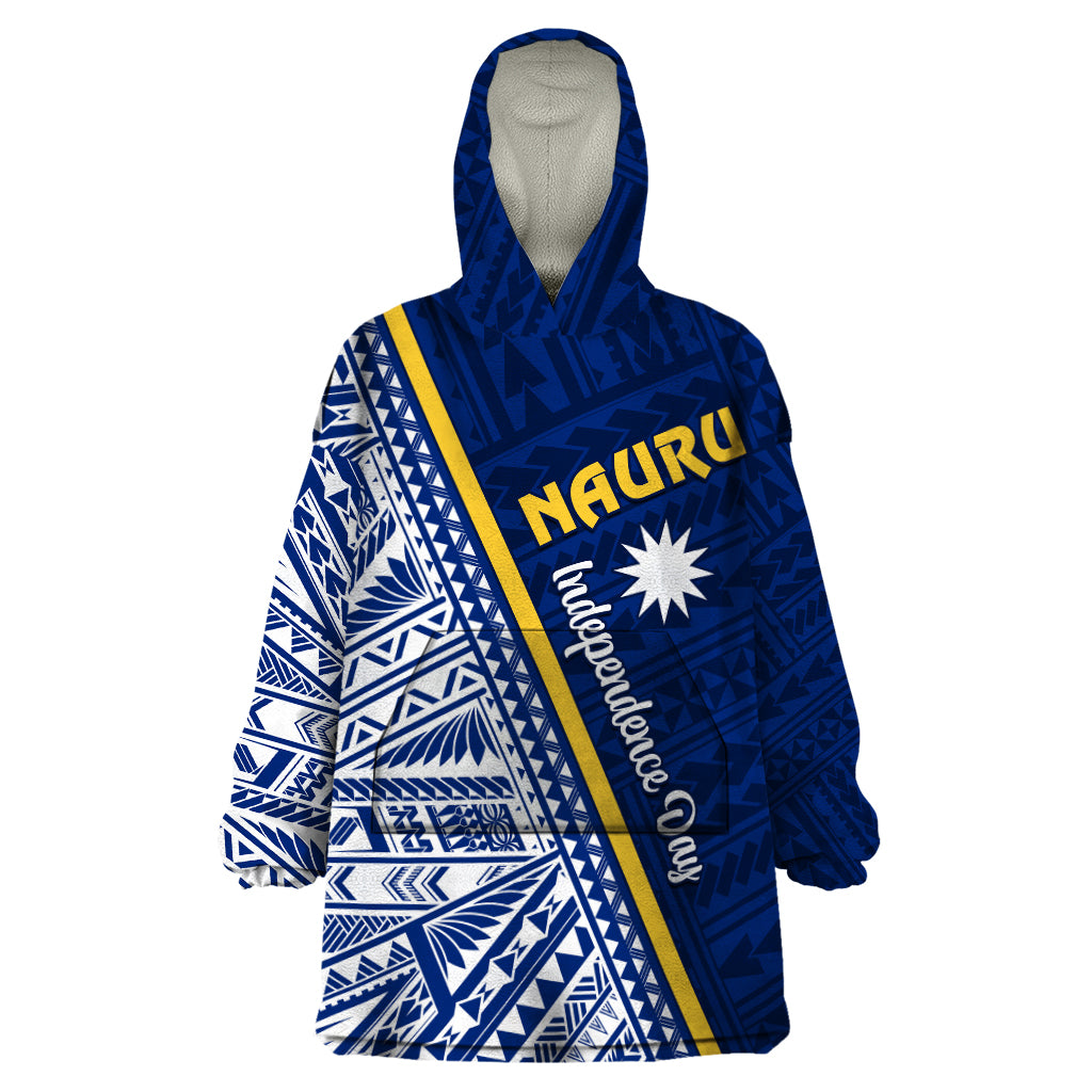 Nauru Independence Day Wearable Blanket Hoodie Repubrikin Naoero Gods Will First LT01 One Size Blue - Polynesian Pride