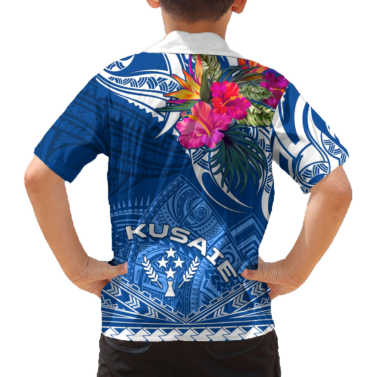 Kosrae Constitution Day Family Matching Off Shoulder Long Sleeve Dress and Hawaiian Shirt Kusaie Special Style LT01 - Polynesian Pride