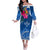 Kosrae Constitution Day Off The Shoulder Long Sleeve Dress Kusaie Special Style LT01 Women Blue - Polynesian Pride