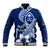 Hafa Adai Guam Baseball Jacket Polynesian Floral Blue Pattern LT01 Unisex Blue - Polynesian Pride