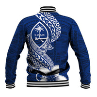 Hafa Adai Guam Baseball Jacket Polynesian Floral Blue Pattern LT01 - Polynesian Pride