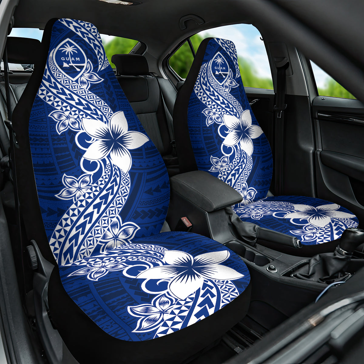 Hafa Adai Guam Car Seat Cover Polynesian Floral Blue Pattern LT01 One Size Blue - Polynesian Pride