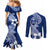 Hafa Adai Guam Couples Matching Mermaid Dress and Long Sleeve Button Shirt Polynesian Floral Blue Pattern LT01 - Polynesian Pride