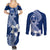 Hafa Adai Guam Couples Matching Summer Maxi Dress and Long Sleeve Button Shirt Polynesian Floral Blue Pattern LT01 - Polynesian Pride
