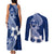 Hafa Adai Guam Couples Matching Tank Maxi Dress and Long Sleeve Button Shirt Polynesian Floral Blue Pattern LT01 - Polynesian Pride