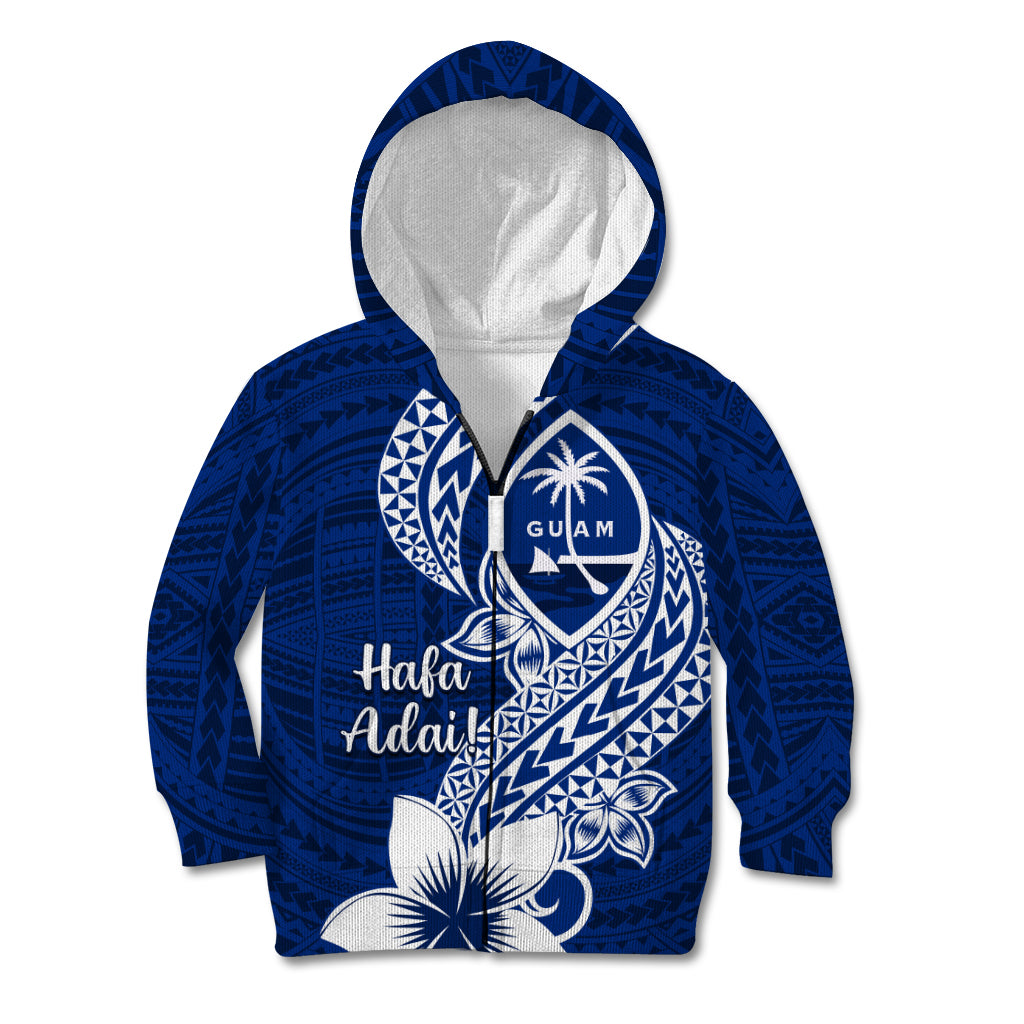 Hafa Adai Guam Kid Hoodie Polynesian Floral Blue Pattern LT01 Zip Hoodie Blue - Polynesian Pride