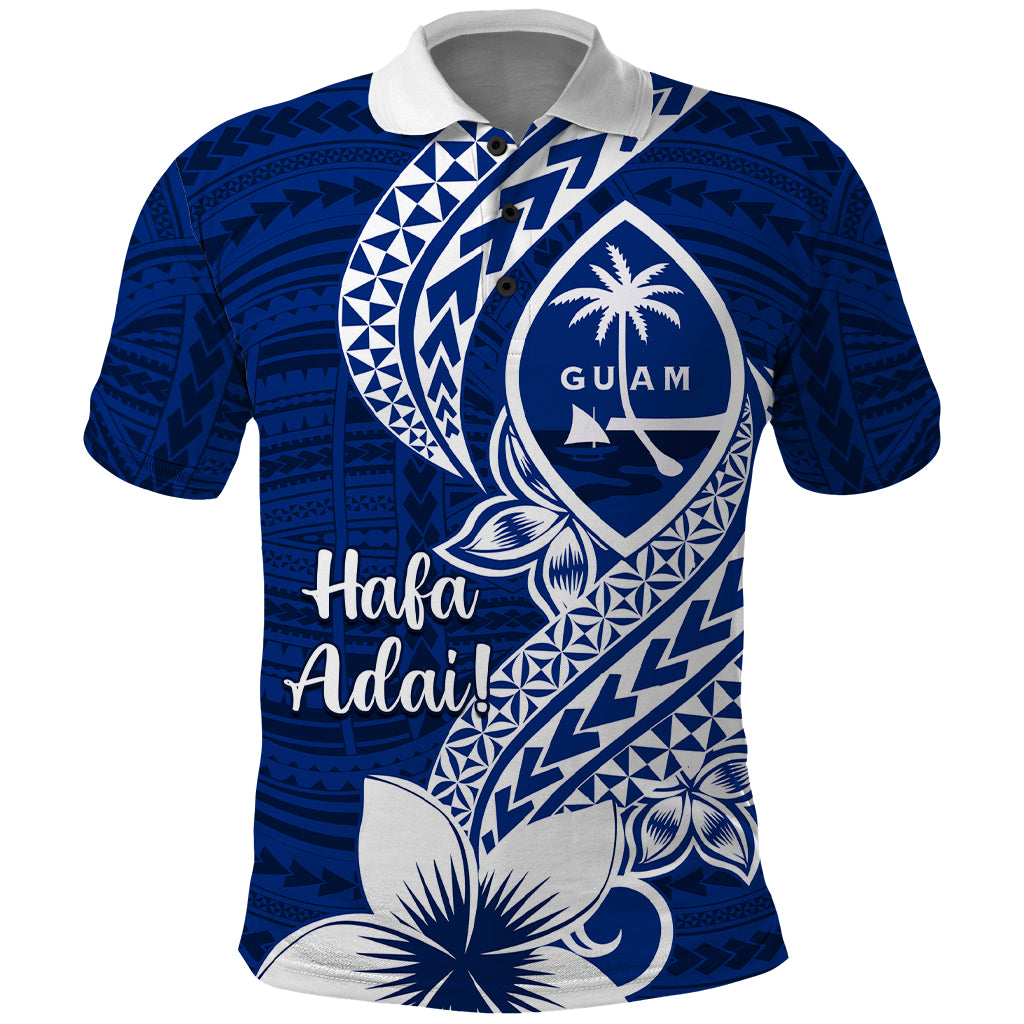 Hafa Adai Guam Polo Shirt Polynesian Floral Blue Pattern LT01 Blue - Polynesian Pride