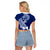 Hafa Adai Guam Raglan Cropped T Shirt Polynesian Floral Blue Pattern LT01 - Polynesian Pride