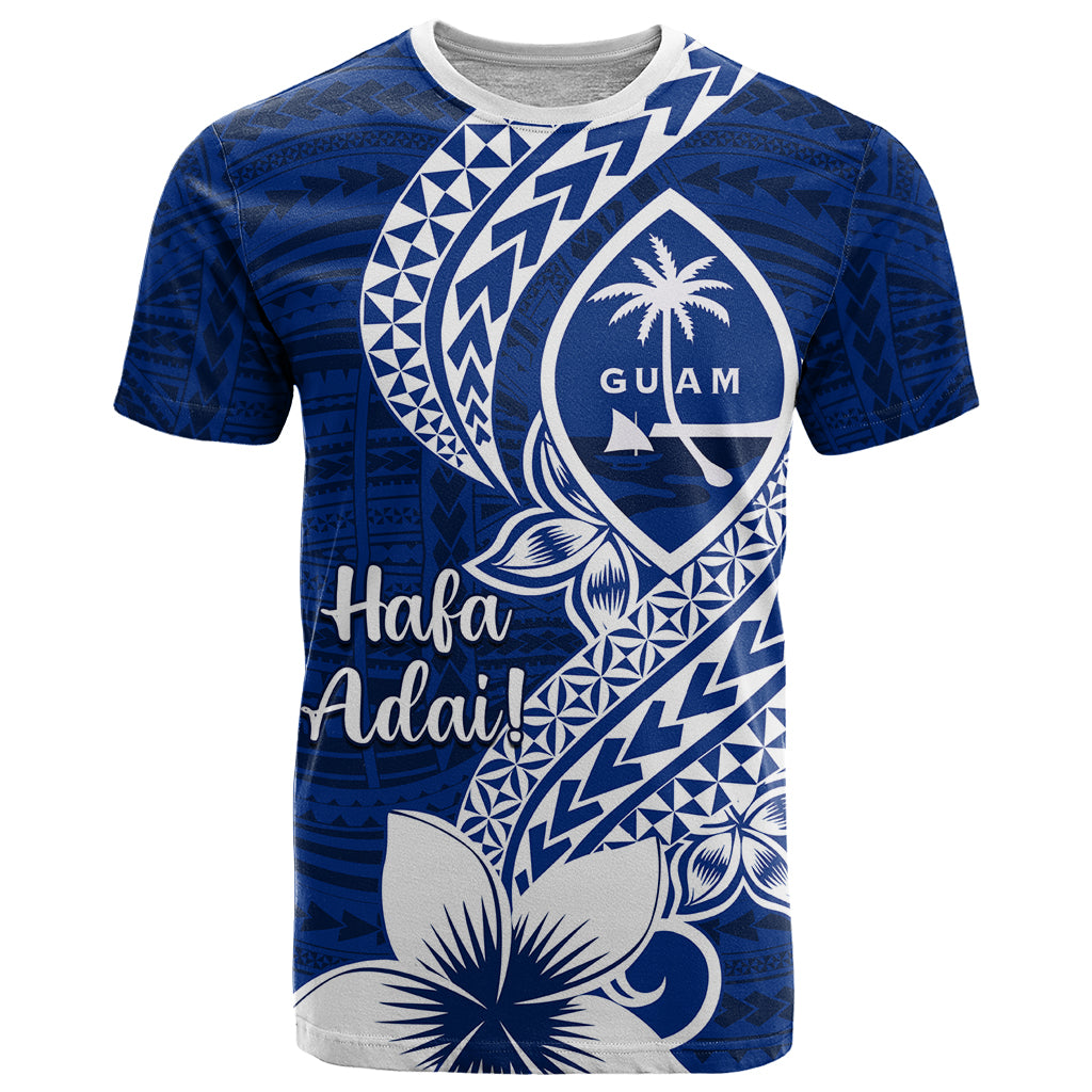 Hafa Adai Guam T Shirt Polynesian Floral Blue Pattern LT01 Blue - Polynesian Pride