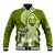 Hafa Adai Guam Baseball Jacket Polynesian Olive Green Blue Pattern LT01 Unisex Green - Polynesian Pride