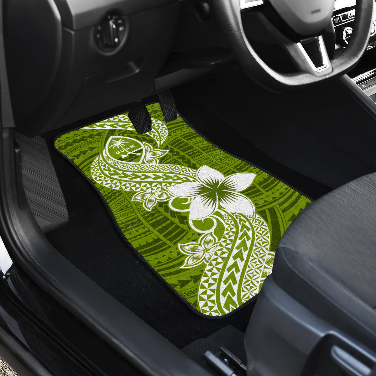 Hafa Adai Guam Car Mats Polynesian Olive Green Blue Pattern LT01 - Polynesian Pride
