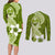 Hafa Adai Guam Couples Matching Long Sleeve Bodycon Dress and Long Sleeve Button Shirt Polynesian Olive Green Blue Pattern LT01 - Polynesian Pride