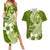 Hafa Adai Guam Couples Matching Summer Maxi Dress and Hawaiian Shirt Polynesian Olive Green Blue Pattern LT01 Green - Polynesian Pride