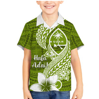 Hafa Adai Guam Family Matching Mermaid Dress and Hawaiian Shirt Polynesian Olive Green Blue Pattern LT01 Son's Shirt Green - Polynesian Pride