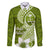 Hafa Adai Guam Family Matching Tank Maxi Dress and Hawaiian Shirt Polynesian Olive Green Blue Pattern LT01 Dad's Shirt - Long Sleeve Green - Polynesian Pride