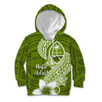 Hafa Adai Guam Kid Hoodie Polynesian Olive Green Blue Pattern LT01 Hoodie Green - Polynesian Pride