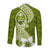 Hafa Adai Guam Long Sleeve Button Shirt Polynesian Olive Green Blue Pattern LT01 - Polynesian Pride