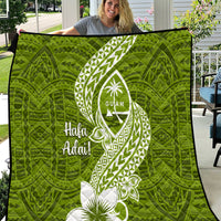 Hafa Adai Guam Quilt Polynesian Olive Green Blue Pattern LT01 Green - Polynesian Pride